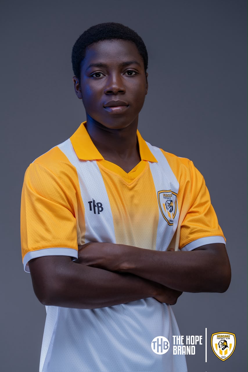 Nukunu FC 2026/27 away shirt in gold and white, made by The Hope Brand