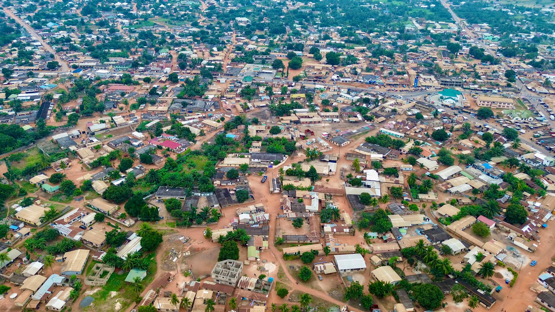 Aerial view of Tadzewu, home of Nukunu FC